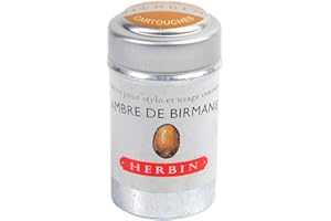 JACQUES HERBIN Herbin 20141T - Scatola di 6 Cartucce d'Inchiostro per Penna Stilografica e Roller (Prodotto senza Packaging - Obiettivo Zero Rifiuti), Ambra di Birmania