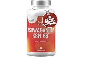 Ashwagandha KSM-66 | Gélules Extra Fort 600 mg | 120 Gélules Vegan | Extrait de racine premium KSM-66 hautement dosé avec 5% de withanolides | Sans gluten | Sensilab