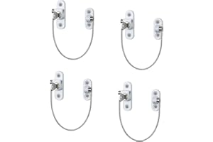 Pack of 4 Child Safety Windows, YTOOK Cable Lock for Windows, Window Opening Limiter with Key and Screws, Child Lock for Cupboard and Drawers