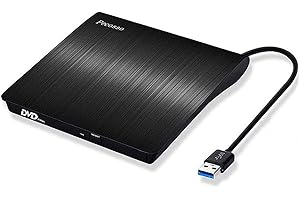 Pecosso Externe CD/DVD Laufwerk USB 3.0, Portable Slim ,RW Brenner für alle Laptops/Desktop; PC unter Windows 7/8/10 und Mac OS für Apple MacBook, MacBook Pro, MacbookAir, iMac(Schwarz)