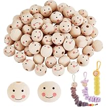 110 Perles En Bois Avec Visage Souriant - 20mm, 22 Styles - Pour Bijoux DIY, Macramé, Décoration