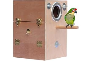 Rurunklee Parrot Breeding Box Wooden Parakeet Nesting Box Bird House Mating Box Cage with Perch for Lovebirds Cockatoo Budgie Finch Canary