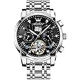 OLEVS Men Automatic Watch Skeleton 5 Hands Mechanical Classic Luxury Multi Calendar Stainless Steel Waterproof Wrist Watch for Men