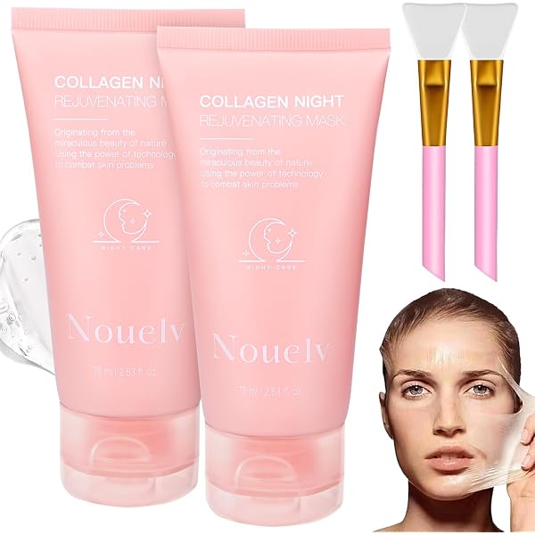Collagen Nachtmaske 2 Stück – Peel-Off Maske Für Gesicht, Feuchtigkeitsspendend & Faltenreduzierend (Bio Collagen)