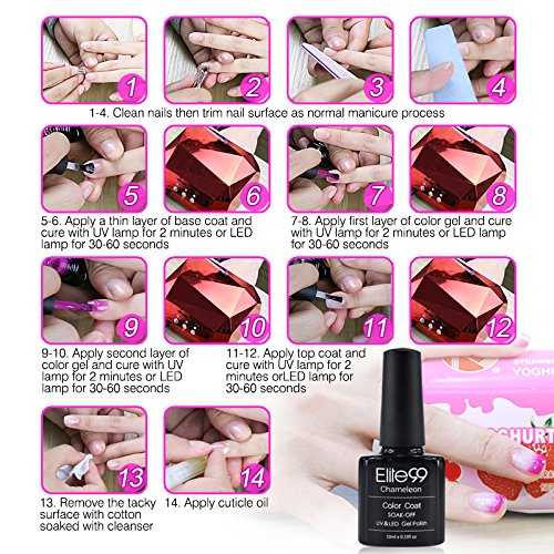 Elite99 Shellac UV LED Gel auflösbarer Nagellack 10ml Farbwechsel Thermo Gel Gellack rosa zu wei? Full Shimmer,Nagelgel (1 x 10 ml) ¡­ - 2