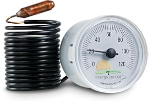 BEST SOLAR Termometro capillare ricambio caldaia, 0/120°C, diametro esterno 45 mm