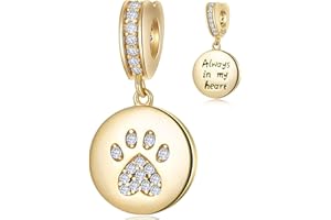 CRISNATA J'aime mon animal Charm-Pendentif en perles rondes en argent sterling 925 plaqué or jaune/rose 18 carats, s'adapte au bracelet à breloques d'animaux européens
