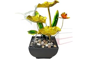 Tuzsocr Zimmerbrunnen, Ornamente, fließendes Wasser, Büro, mit Wasserfall, LED, ideal für Meditation und Entspannung – für die Dekoration des Hauses, Büromöbel (Stil 2-A)