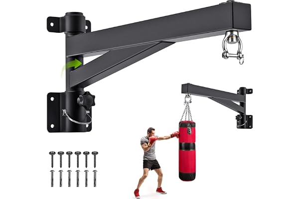 BeneLabel boxningssäck fäste justerbar boxning väggmonteringshållare/61 cm | Vikbar, bjälkmontering, MMA muay thai hastighet träningsträning, hemmagym garage, 362 kg, hårdvara, betong trä gips