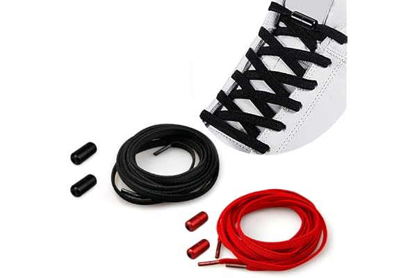 Lacets Élastiques pour Adultes et Enfants| Élastiques Sans Nœuds Cravate Lacets/No Tie Lacets en Silicone/Lacets Sans Laçage-Élastiques Lacets avec Fermeture en Métal Lacets pour Toutes les Chaussures
