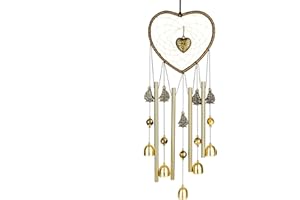 FENGSHUISALE Feng Shui Dream Catcher Bells Wind Chimes Metal Heart Dreamcatcher Windchimes Hanging Decor for Money Lucky Blessing W4526