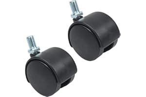 MroMax 1.46 Inch Swivel Caster Wheels 360 Degree Threaded Stem Caster Wheel, M8 x 13mm Black Tone 2pcs