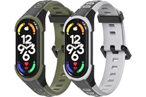 AidorMax 2 Pezzi Cinturino per Xiaomi Mi Band 7 6 5, Braccialetto in Silicone Traspirante ed Antiscivolo, Cinturino Sportivo per Attività all'Aperto, Cinturini di Ricambio Miband 7 6 5