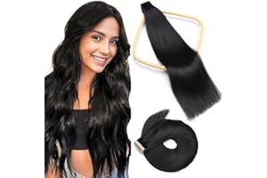 HotLulana Extension Cheveux Naturel Adhesif Noir de Jais (#1) - 35cm 40g 20pcs Tape In Remy Extension Cheveux Naturel Adhesif Invisible Skin Weft 14pouce