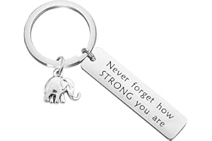 bobauna Elephant Keychain Never Forget How Strong You Are Strength Jewelry Uplifting Gift For Friend Family Animal Lovers