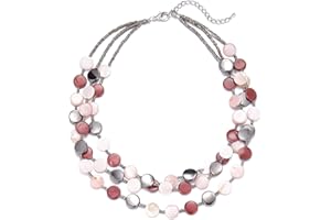 FULU AUTUMN Donne Collana di Conchiglie in Argento a Strati Collane Bohémien Corte Collana Girocollo con Perline Turchesi Regali Compleanno