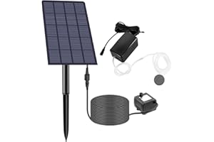 AIYING Solaire Pompe à Eau Aérateur d'oxygène, 2.5W Pompe à air Solaire pour Aquarium Poissons, Oxygénateur Solaire pour Bassin Extérieure étang pêche, avec Tuyau et Pierres à Bulles d'air