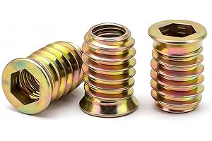 Drenky Threaded Inserts for Wood M8x15mm - 20Pcs Flanged Hex Socket Nut, Zinc Plated Carbon Steel Insert Nuts with Hex Drive Head (Wood Furniture Installation Hardware)