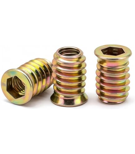 Furniture Screw Threaded Inserts For Wood, Inserts Nut Bolt Fastener Connector With Hex Socket Drive Mount For Secure Joints