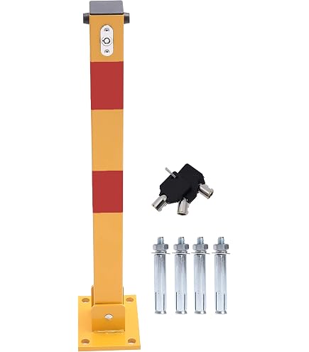 thumbnail image 2 of G4RCE Folding Security Parking Posts – 2 Pack, Removable Steel Driveway Bollards (Black/Yellow) 2 of 4