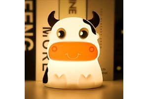 AVEKI Night Light for Kids, Portable Tap Control Nightlight Lamp, 7 Colors Mode, Silicone Cute Animal Cow LED Nursery Night Lamp Bedroom Decor for Baby Infant or Toddler (Cows-Battery Powered)