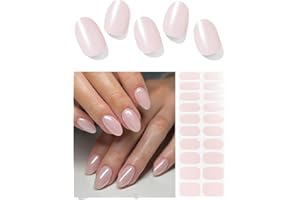 Wahrshei Unghie Gel Adesive UV | Rosa Perla Smalto Adesivo Gel UV | 20 PCS Pellicola per Unghie Autoadesiva | Adesivi per unghie in gel, Impacchi di Smalto Gel per Unghie