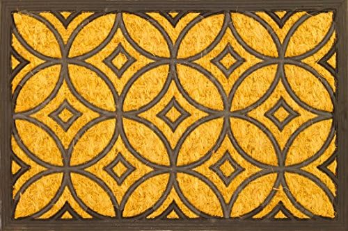 Geometric Art Deco Coco Coir Rubber Door Mat, 16" x 24" Welcome Mat