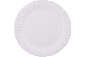Pritogo Paper Plates, Diameter 23 cm, 350g/m², Stable, Coated, No soaking wet, White, Round, High Quality, 50/100/500/1000 Pieces