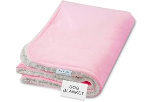Isa & Ale Fluffy Dog Blanket - Waterproof Pet Blanket for Dogs & Cats, Sofa Protection Pet Throw Blanket, Machine Washable, Reversible, Soft & Warm Sherpa Fleece Bed Blanket | Light Pink (100 x 70 cm)
