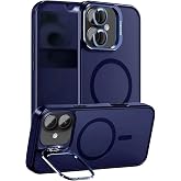 MADNOVA iPhone 17 i&ccedil;in Kılıf Kamera Korumalı Magsafe Wireless Şarj &Ouml;zellikli Lens Hediyeli Mat Şeffaf Renkli Standlı Kılıf (L