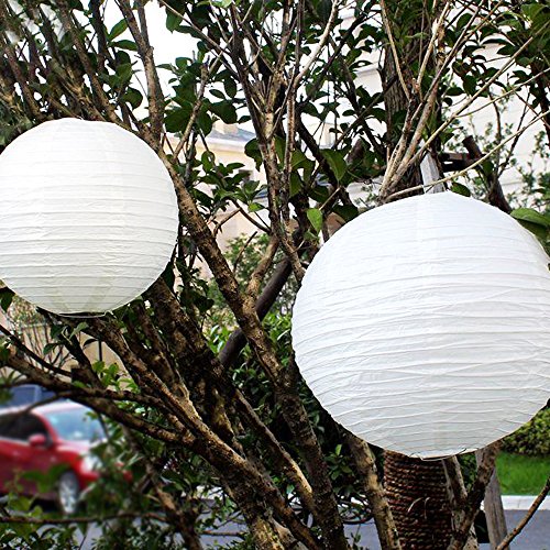 BAYTTER® 10x Lampenschirm Papier Papierlaterne Lampions Papierlampe Laterne Dekoration für Ballon Garten Party weiß drei Größen wählbar (30cm) - 9