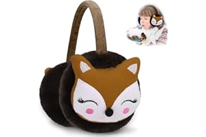 Uoimky Cache-Oreilles Enfants en Peluche Hiver avec Motif Renard - Earmuff Protège Oreille pour Filles et Garçons à l'Extérieur