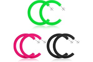 YOLEV 3 Paires Boucles d'Oreilles Néon Vintage Années 80 90 Pendentifs de Noël Boucles d'Oreilles Créoles Accessoire Fluo Deguisement Annee 80 90 2000 Femmede Costume Fête boucle d'Oreille Exagérées