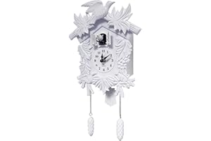 WALPLUS 20.2x37cm White Vintage Cuckoo Clock With Cuckoo Call Simple Fashionable antique style Pendulum Clock Home DIY Decoration Office Accessories Minimalist Design Bedroom Decor Stylish Living Room