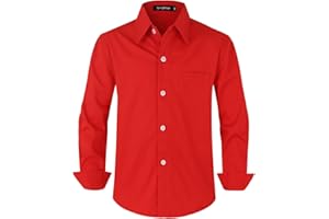 Spring&Gege Chicos Uniforme Manga Larga Abotonar Camisa para Niño (3-14 Años)