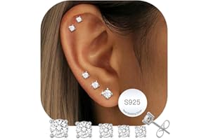 AVOTTO 5 Pairs Sterling Silver Studs Earrings for Women Set Hypoallergenic Gold Studs Earrings Small Silver Stud Earring for Multiple Piercings Jewellery Gifts