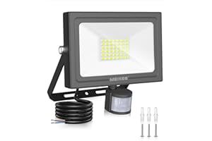MEIKEE 30W Projecteur Led avec Détecteur de Mouvement 30s 2820LM Blanc Froid 6500K IP66 Étanche Éclairage de Sécurité Spot LED avec Detecteur pour Exterieur, Jardin, Patio, Garage, Entrée