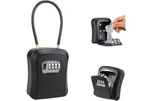 Arvoni Caja de Seguridad para Llaves, Cajetin Llaves con Codigo 4 Dígitos, Impermeable Caja de Cerradura, Combinacion Pared Extraíble para Casa, Garaje y Escuela