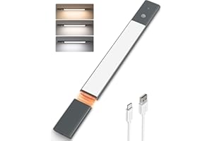 EZVALO 38CM (1 Unidades) Luces Led Cocina 2200mAh Armario Con Sensor De Movimiento, 3 Modos y 3 Temperaturas De Colores, Recargable Luz Inalámbrica Para Escaleras,Cocinas, Armarios,Negro