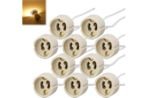 RAKIUTY GU10 Portalampada Portalampada,Attacco per Faretti Alogeno e Lampadina LED,GU10 Portalampada in Ceramica,Connettore Adattatore GU10,Portalampada GU10 con Cavo in Silicone,10PCS