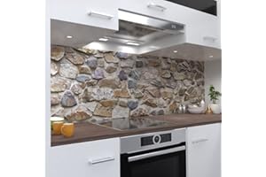 ‎ONEWHEEL OneWheel, Küchenrückwand selbstklebend, Naturstein 2, Stein, 400 x 80cm harte PVC Folie, Spritzschutz für Fliesenspiegel