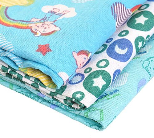 Cloudbabies Official Baby Boys/Girls Multi-Purpose Muslin Square Cloths (Pack Of 3) (One Size) (Blue/White)