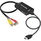 uhddadi RCA auf HDMI Konverter, 1080P Composite CVBS AV zu HDMI Video Audio Konverter Adapter mit HDMI-Kabel für PS2/Xbox/SNE