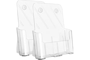 Niciksty 2 Stück Wandprospekthalter A4 aus Durchsichtigem Kunststoff - Acryl Broschüre Halter Wandhalterung - Kunststoff Broschüre Halte