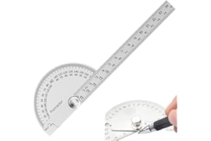 SSRDFU Acier Inoxydable Protractor - Rapporteur d'angle à Tête Ronde, Goniomètre à Rapporteur, Rapporteur Angle, Règle d'angle Réglable, Rapporteur de 180 Degrés, pour Ingénieurs