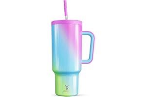 Meoky 1182ml Tumbler with Straw and Lid, 40oz Tumbler with Handle, Insulated Stainless Steel Travel Mug Water Bottle, 100% Leak-Proof, Cold for 34 Hours or Hot for 10 Hours (Fairytale)