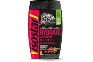 ISOSTAD Isostar Hydrate & Perform Cranberry Fruits Rouges Poudre Boisson Isotonique Sport - Boisson Énergétique Avec Électrolytes, Source De Vitamine C, Running, Vélo & Trail, 10 Doses Pour 5 Litres, 400g