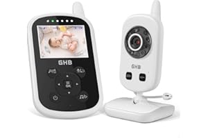 GHB Monitor dla dziecka z kamerą 2,4-calowy monitor dla dziecka w trybie ECO z noktowizorem 2-krotny zoom cyfrowy Kołysanki