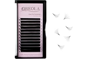 Oreola 0,05 C Easy Fan Lashes, 8-15 mm de long, extensions de cils à floraison rapide, extensions de cils à floraison rapide C Curl (0,05 C 8-15 mm)