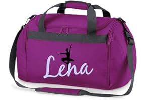 Sac de sport avec nom | Personnaliser et imprimer | Motif danseuse ballerine | Sac de voyage pour fille | Avec impression nom